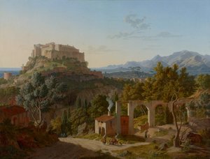 Landschaft mit dem Schloss von Massa di Carrara von Leo von Klenze