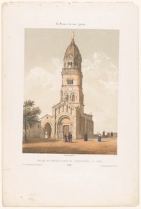 Blick auf die Basilika Notre-Dame de Fourvière in Lyon (Hedendaags Frankreich) von Leon Auguste Asselineau