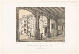 Ansicht des Innenraums des Schlosses von Blois mit dem achteckigen Treppenturm von König Franz I. von Leon Auguste Asselineau
