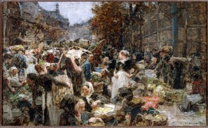 Die Versorgung der Hallen, Skizze für das Hôtel de Ville de Paris, ca. 1888–1889 von Leon Augustin Lhermitte