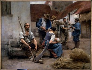 Die Lohnzahlung der Bauern auf einem Bauernhof