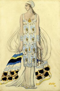 Kostümentwurf für Ida Rubinstein im Drama Phaedra (Phedre) von Jean Racine