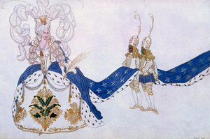Kostümentwurf für Die Königin und ihre Pagen, aus Dornröschen, 1921 von Leon Bakst