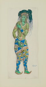 Kostümentwurf für das Ballett Blauer Gott von R. Hahn, 1910