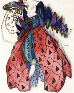 Kostümentwurf für das Ballett "Die Legende von Joseph" von R. Strauss - Bakst, Leon (1866-1924) - 1914 - Aquarell, Gouache auf Papier - 33x28 - Privatsammlung von Leon Bakst
