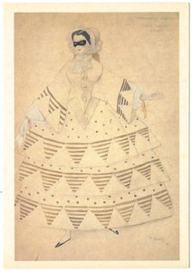 Kostümentwurf für das Ballett Carnaval von R. Schumann von Leon Bakst