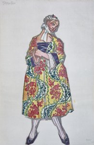 Kostümentwurf für das Ballett Le donne di buon umore von C. Goldoni, 1917 von Leon Bakst