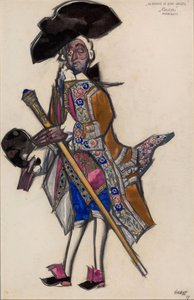 Kostümentwurf für das Ballett Les femmes de bonne humeur von Leon Bakst
