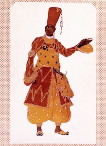 Kostüm des großen Eunuchen, gezeichnet von Lev Samoilovich Rosenberg alias Leon Bakst (1866-1924) für das Ballett „Scheherazade“ komponiert von Nikolai Andrejewitsch Rimski-Korsakow von Leon Bakst
