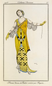 Dioné, Zeichnung von Bakst, gemacht von Jeanne Paquin. Costumes Parisiens Nr. 73