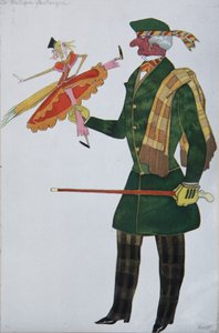 Engländer. Kostümentwurf für das Ballett Der magische Spielzeugladen von G. Rossini, 1919 von Leon Bakst