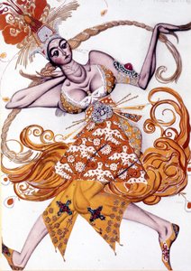 Léon Baksts Kostüm für Igor Strawinskys „Der Feuervogel“ an der Pariser Oper, Juni 1910 von Leon Bakst