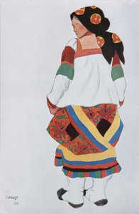 Bäuerin. Kostümentwurf für das Vaudeville Altes Moskau im Théâtre Femina in Paris, 1922 von Leon Bakst
