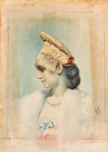 Porträt eines Mädchens mit Kokoshnik von Leon Bakst
