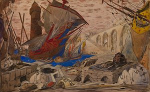 Bühnenbild für La Pisanelle ou la mort parfumée von Gabriele d