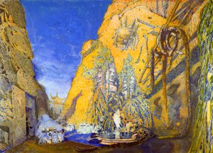 Bühnenbild für eine Ballets Russes Produktion von Le Dieu Bleu, 1911 von Leon Bakst