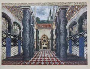 Bühnenbild für das Stück Das Martyrium des heiligen Sebastian von Gabriele D