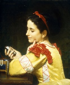 Dame schaut in Handspiegel, 1868 von Leon Bazile Perrault