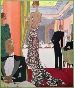 Modedesign für ein Abendkleid vom Haus Louise Boulanger bei einer Gala-Soiree im Casino von Le Touquet