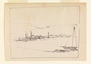 Landschaft mit Segelboot von Leon Dabo