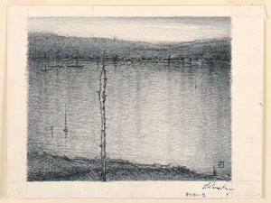 Blick über einen Fluss von Leon Dabo