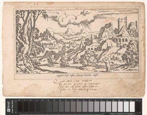 Callisto als Bär bittet Jupiter in einer Landschaft mit Ruinen (Die Fabel von Callisto, Serientitel)