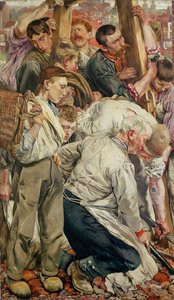 Die Männer, linkes Panel aus Das Zeitalter des Arbeiters von Leon Henri Marie Frederic