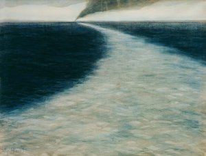 Meereslandschaft mit Kielwasser