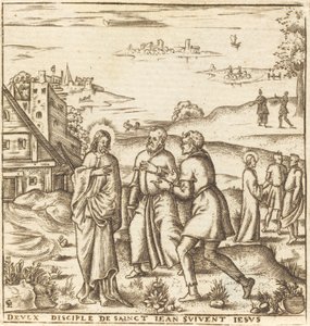 Christus fordert zwei Jünger von Johannes dem Täufer auf, ihm zu folgen