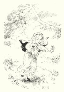 Hier bin ich, kleine hüpfende Joan (Gravur) von Leonard Leslie Brooke