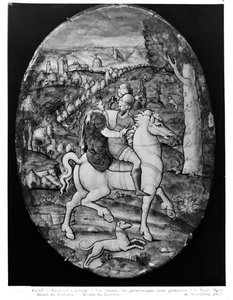 Jagd, Porträt vermutlich von Henri II und Diane de Poitiers von Leonard Limosin