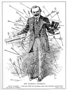 Lloyd George, dargestellt als Märtyrer, St. Sebastian, unter Beschuss für sein National Insurance Act, das am 15. Juli 1912 in Kraft trat von Leonard Raven Hill