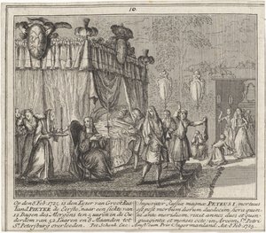 Der Tod von Peter dem Großen am 8. Februar 1725, 1727 von Leonard Schenk