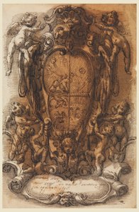 Entwurf eines Wappenschildes mit Wappen von Leonardo Scaglia