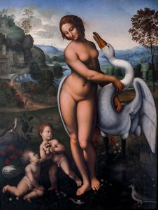 Leda und der Schwan von Leonardo da (after) Vinci