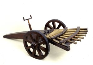 Mehrrohrkanone. Modell nach der Zeichnung von Leonardo da Vinci. Museum für Wissenschaft und Technik, Mailand von Leonardo da (after) Vinci