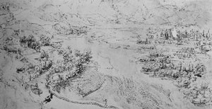 Ein breiter Fluss mit einem Kanal daneben, ca. 1480 1945
