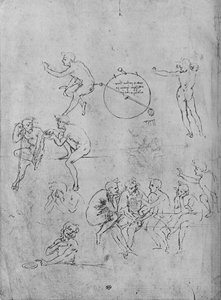Eine Gruppe von Figuren im Gespräch an einem Tisch, zwei Figuren im Gespräch und andere, 1481-1483