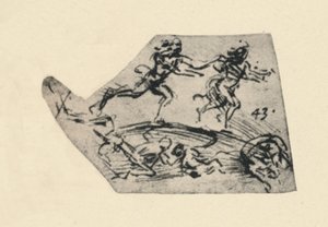 Ein Mann verfolgt eine Frau, um 1480, 1945 von Leonardo da Vinci