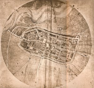Eine Karte der Stadt Imola, Italien, ca. 1472-ca. 1519, 1883 von Leonardo da Vinci