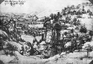 Skizze einer Landschaftsansicht, 15. Jahrhundert von Leonardo da Vinci