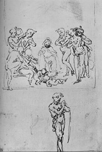 Anbetung der Hirten und separates Studium eines Hirten, um 1480, 1945