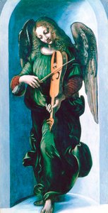 Ein Engel in Grün mit einer Vielle, um 1500