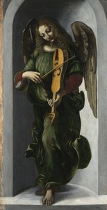 Ein Engel in Grün mit einer Vielle, ca. 1490-1499 von Leonardo da Vinci,
