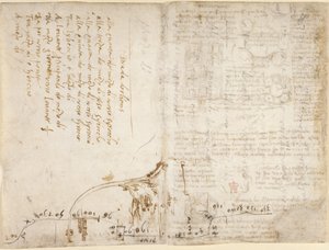 Notiz und Skizze, die die Reiseroute der 