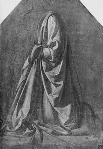 Gipsabdruck eines Gewandes für eine Figur, die nach links kniet, um 1475, 1945 von Leonardo da Vinci