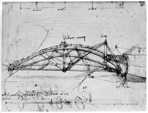 Entwurf für eine parabolische Schwingbrücke, 1480-1490, 1954 von Leonardo da Vinci