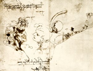 Entwürfe von zwei Männerköpfen von Leonardo da Vinci
