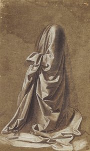Draperiestudie für eine kniende Figur von Leonardo da Vinci