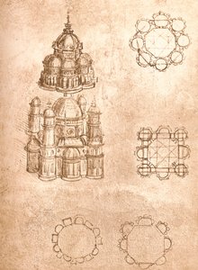 Zeichnung von Kirchen, ca. 1472-1519, 1883 von Leonardo da Vinci
